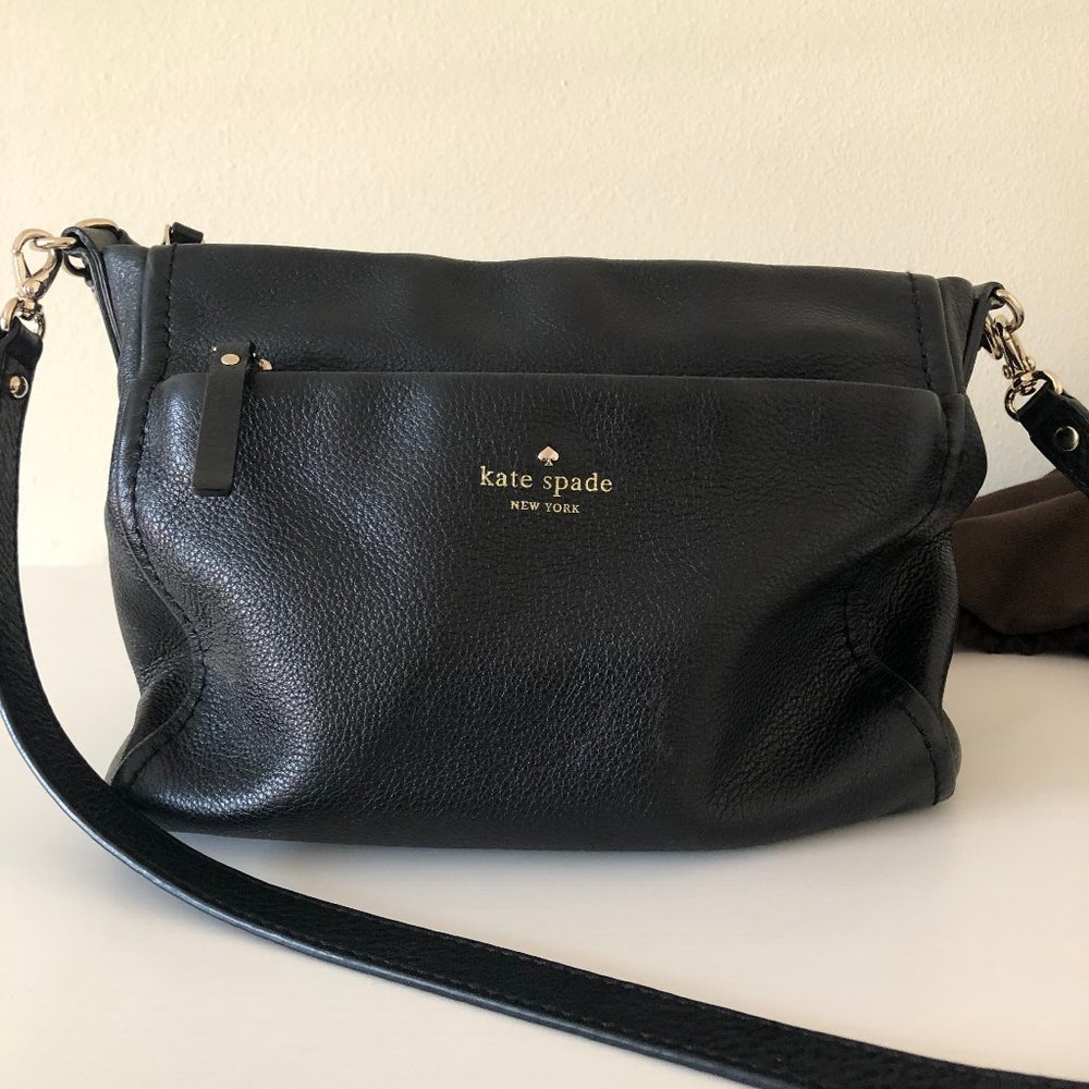 Kate Spade Black Leather Medium Shoulder Crossbody Purse Bag
